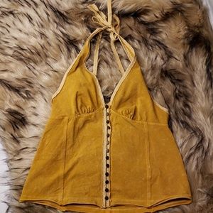 Free People: Mustard Yellow Halter Top